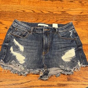 eunina Distressed Blue Denim Cutoff Shorts